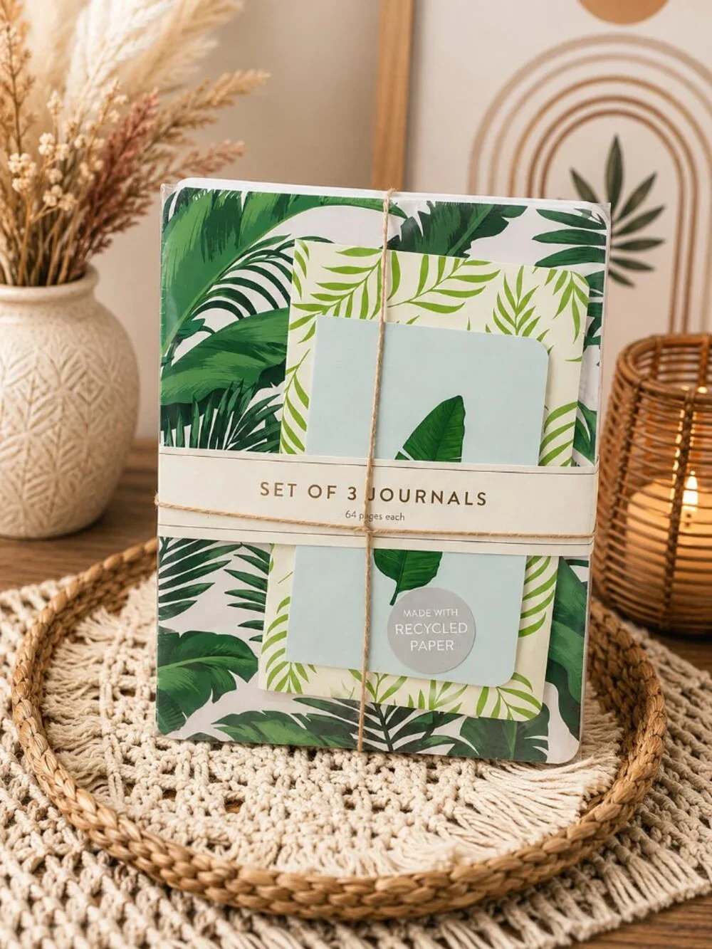 Eccolo Botanical Journals Set of 3 Eco Friendly Recycled Paper Notebooks